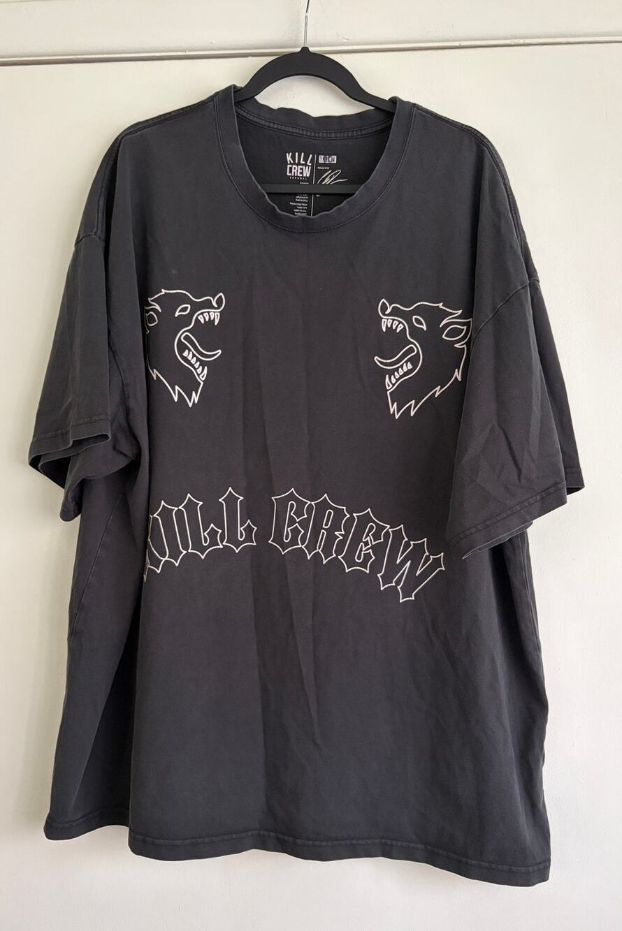 Kill Crew Shirt XXL Black Two Wolves Graphic Tee Porrada Series Vol 1 Streetwear